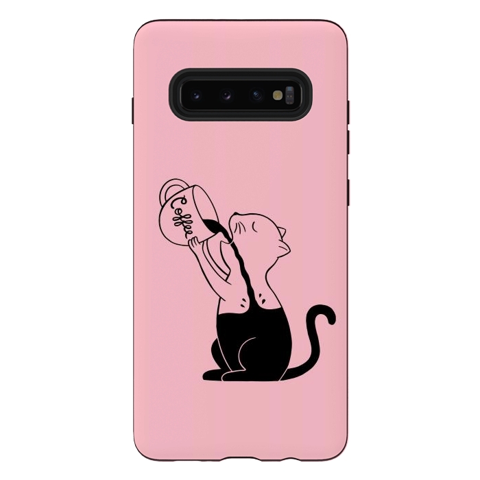 Galaxy S10 plus StrongFit Cat full coffee Pink by Coffee Man
