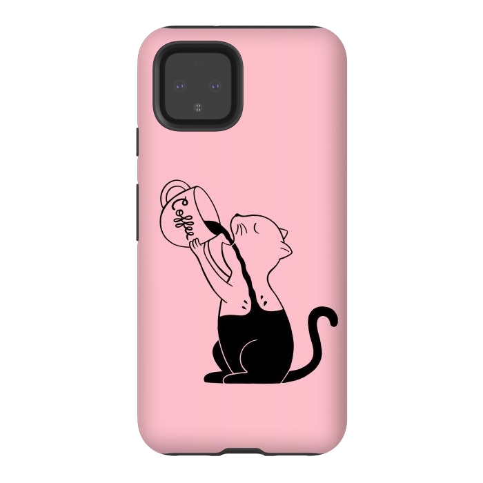 Pixel 4 StrongFit Cat full coffee Pink by Coffee Man