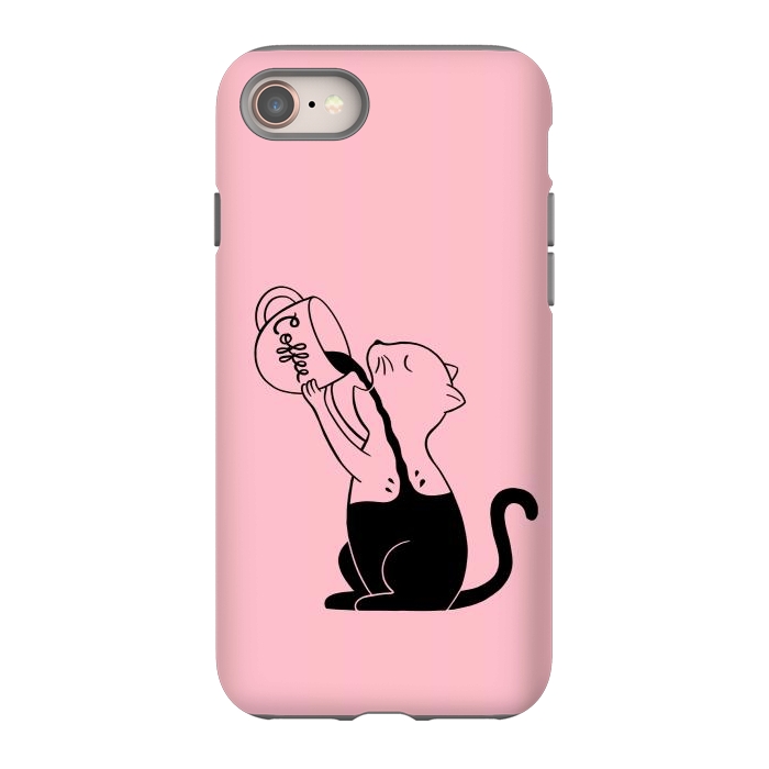 iPhone SE StrongFit Cat full coffee Pink by Coffee Man