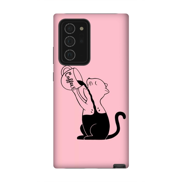 Galaxy Note 20 Ultra StrongFit Cat full coffee Pink by Coffee Man
