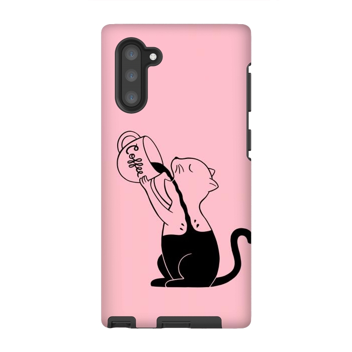 Galaxy Note 10 StrongFit Cat full coffee Pink by Coffee Man