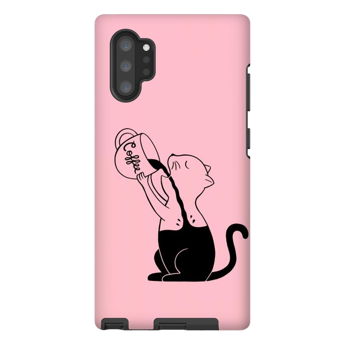 Galaxy Note 10 plus StrongFit Cat full coffee Pink by Coffee Man