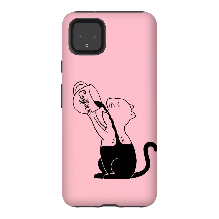 Pixel 4XL StrongFit Cat full coffee Pink by Coffee Man
