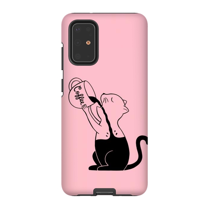 Galaxy S20 Plus StrongFit Cat full coffee Pink by Coffee Man