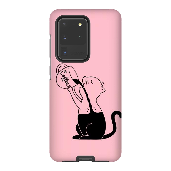 Galaxy S20 Ultra StrongFit Cat full coffee Pink by Coffee Man