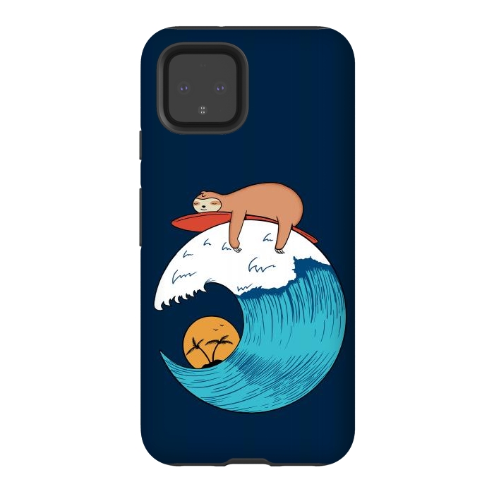 Pixel 4 StrongFit Sloth Beach by Coffee Man