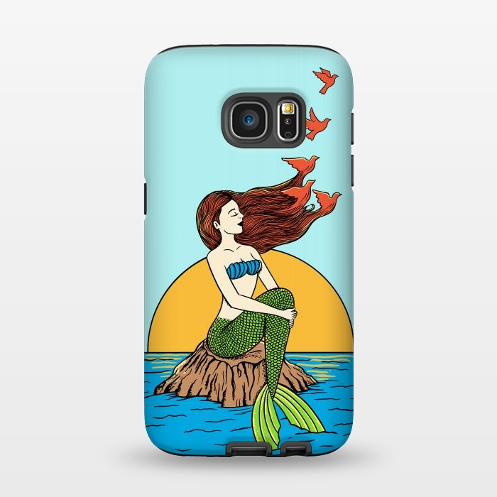 Galaxy S7 StrongFit Mermaid and birds by Coffee Man
