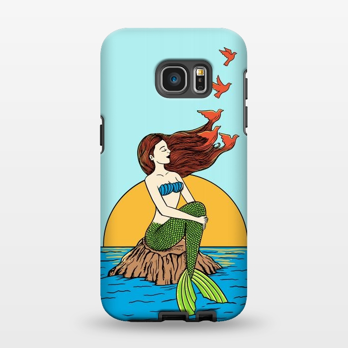 Galaxy S7 EDGE StrongFit Mermaid and birds by Coffee Man