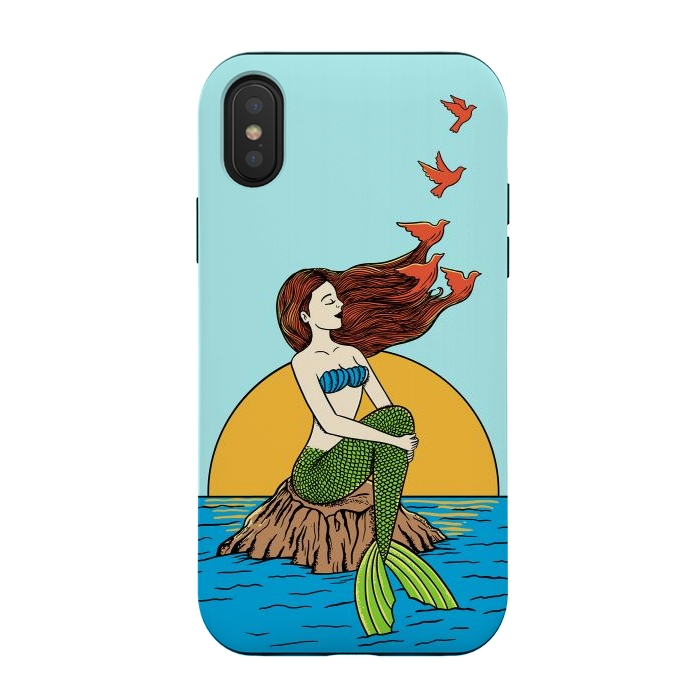 iPhone Xs / X StrongFit Mermaid and birds by Coffee Man