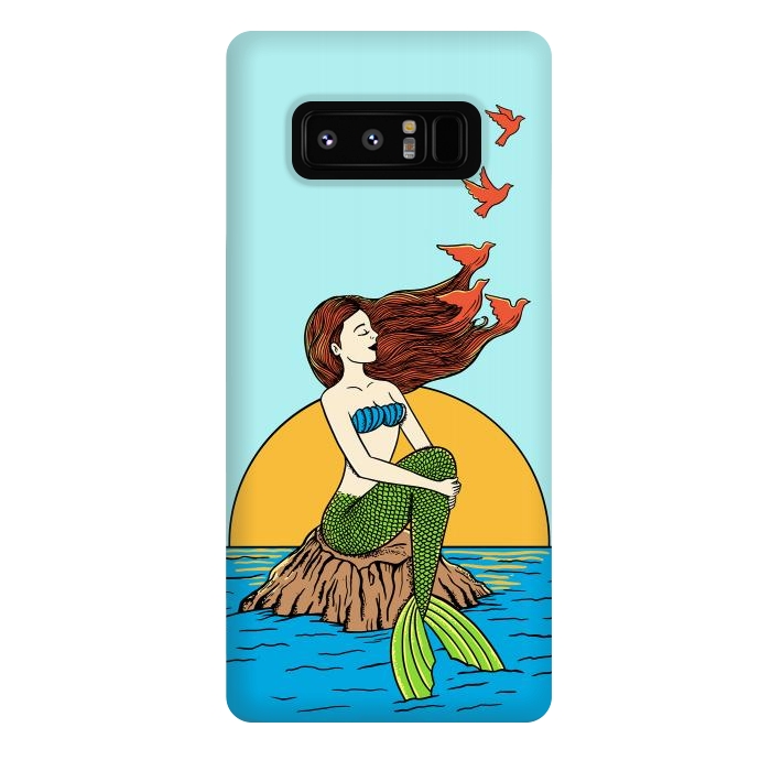 Galaxy Note 8 StrongFit Mermaid and birds by Coffee Man
