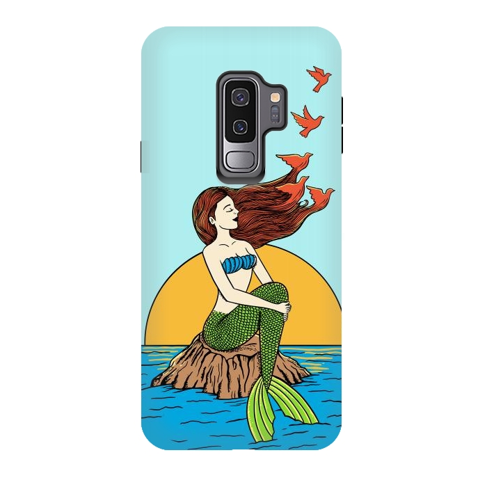 Galaxy S9 plus StrongFit Mermaid and birds by Coffee Man