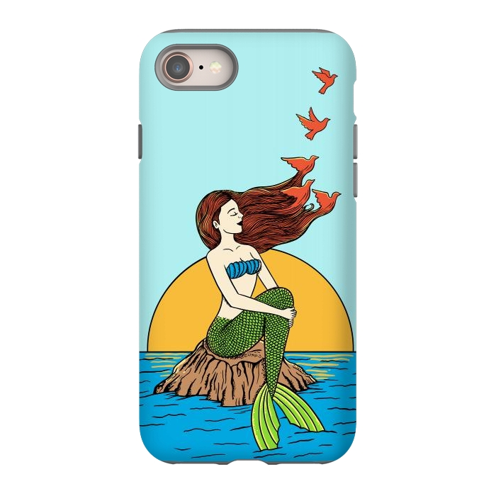 iPhone 8 StrongFit Mermaid and birds by Coffee Man