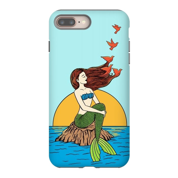 iPhone 8 plus StrongFit Mermaid and birds por Coffee Man