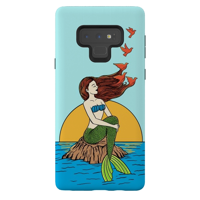 Galaxy Note 9 StrongFit Mermaid and birds by Coffee Man