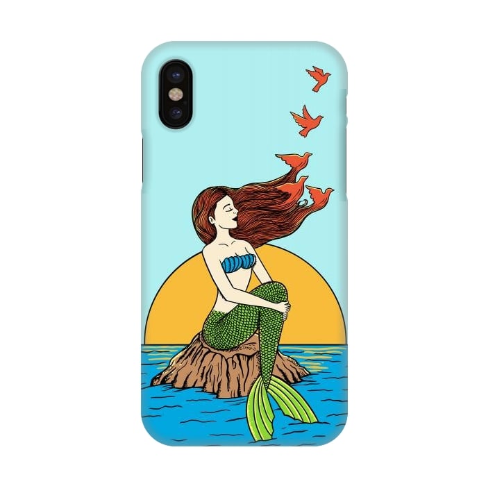 iPhone X SlimFit Mermaid and birds por Coffee Man