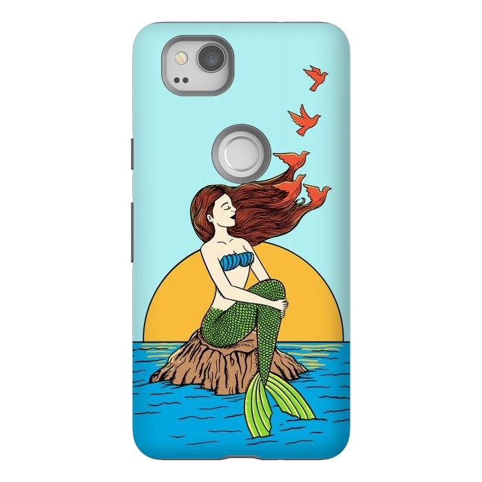 Pixel 2 StrongFit Mermaid and birds by Coffee Man