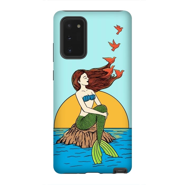 Galaxy Note 20 StrongFit Mermaid and birds by Coffee Man
