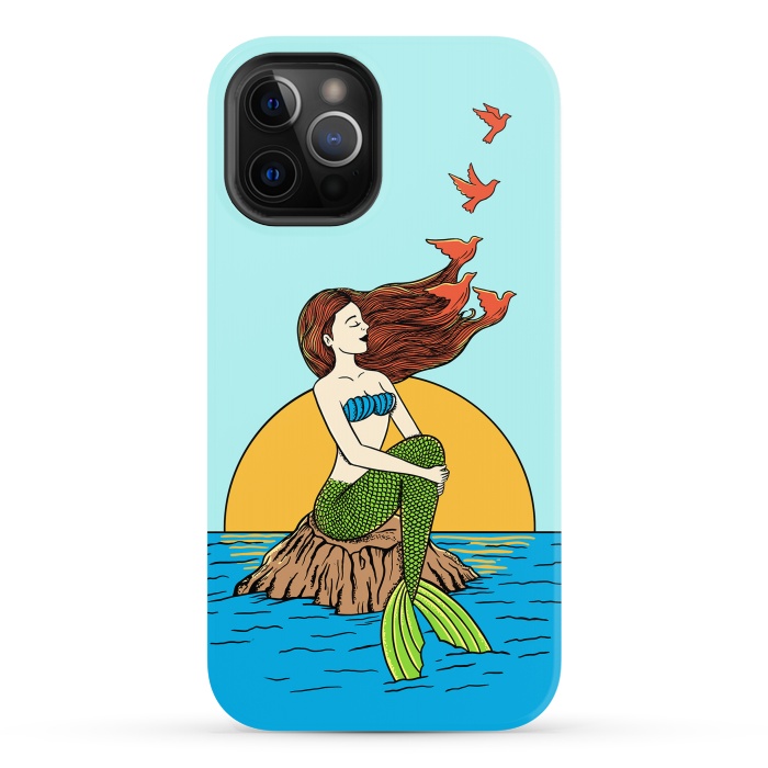 iPhone 12 Pro Max StrongFit Mermaid and birds by Coffee Man