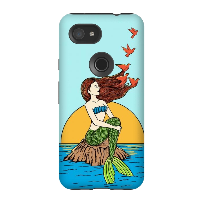 Pixel 3A StrongFit Mermaid and birds by Coffee Man