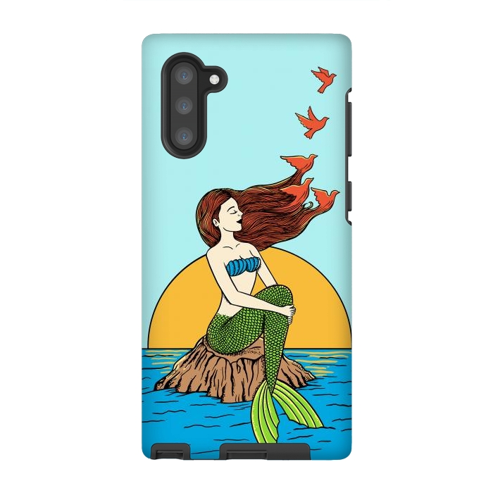 Galaxy Note 10 StrongFit Mermaid and birds by Coffee Man
