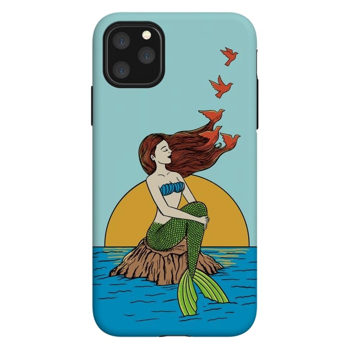 iPhone 11 Pro Max StrongFit Mermaid and birds por Coffee Man