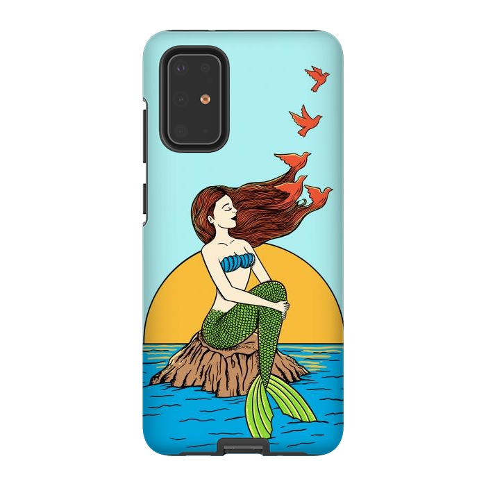 Galaxy S20 Plus StrongFit Mermaid and birds by Coffee Man