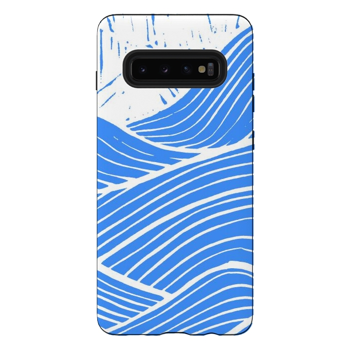 Galaxy S10 plus StrongFit The blue and white waves by Steve Wade (Swade)