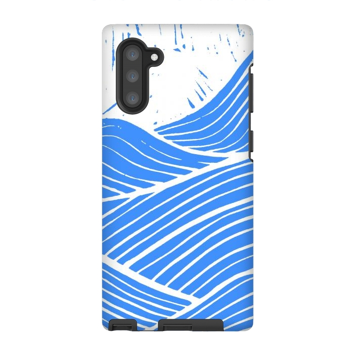 Galaxy Note 10 StrongFit The blue and white waves by Steve Wade (Swade)