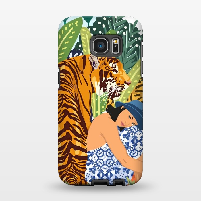 Galaxy S7 EDGE StrongFit Awaken The Tiger Within Illustration, Wildlife Nature Wall Decor, Jungle Human Nature Connection by Uma Prabhakar Gokhale