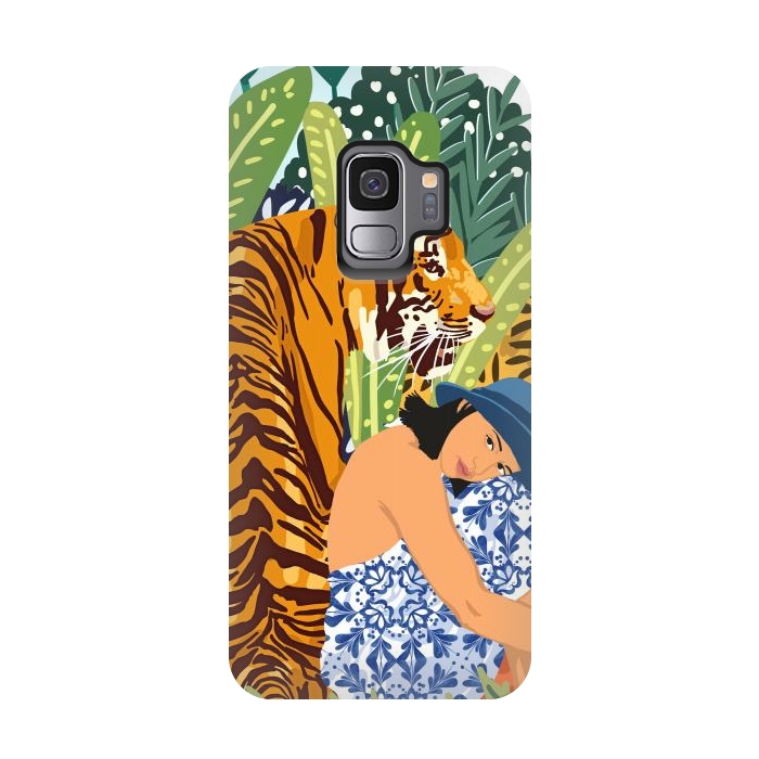 Galaxy S9 StrongFit Awaken The Tiger Within Illustration, Wildlife Nature Wall Decor, Jungle Human Nature Connection by Uma Prabhakar Gokhale