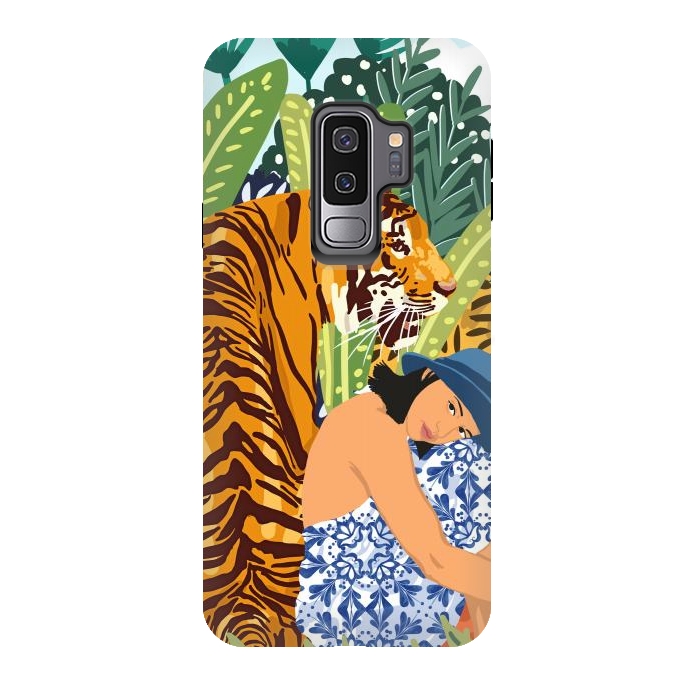 Galaxy S9 plus StrongFit Awaken The Tiger Within Illustration, Wildlife Nature Wall Decor, Jungle Human Nature Connection by Uma Prabhakar Gokhale