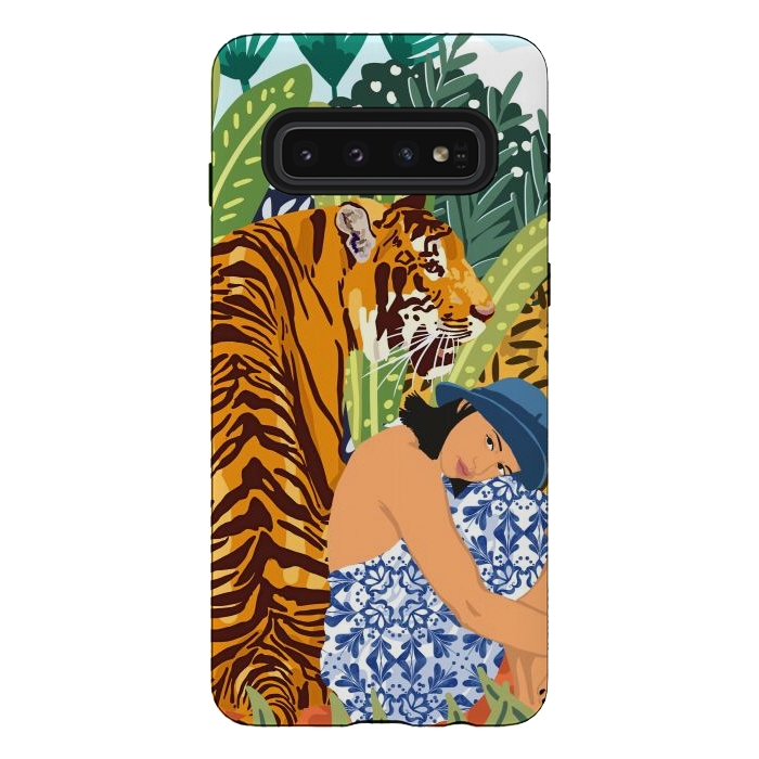 Galaxy S10 StrongFit Awaken The Tiger Within Illustration, Wildlife Nature Wall Decor, Jungle Human Nature Connection by Uma Prabhakar Gokhale