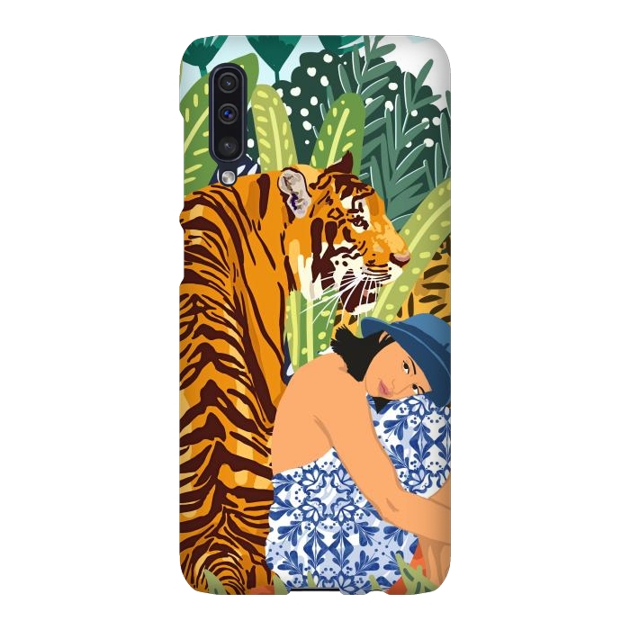 Galaxy A50 SlimFit Awaken The Tiger Within Illustration, Wildlife Nature Wall Decor, Jungle Human Nature Connection by Uma Prabhakar Gokhale