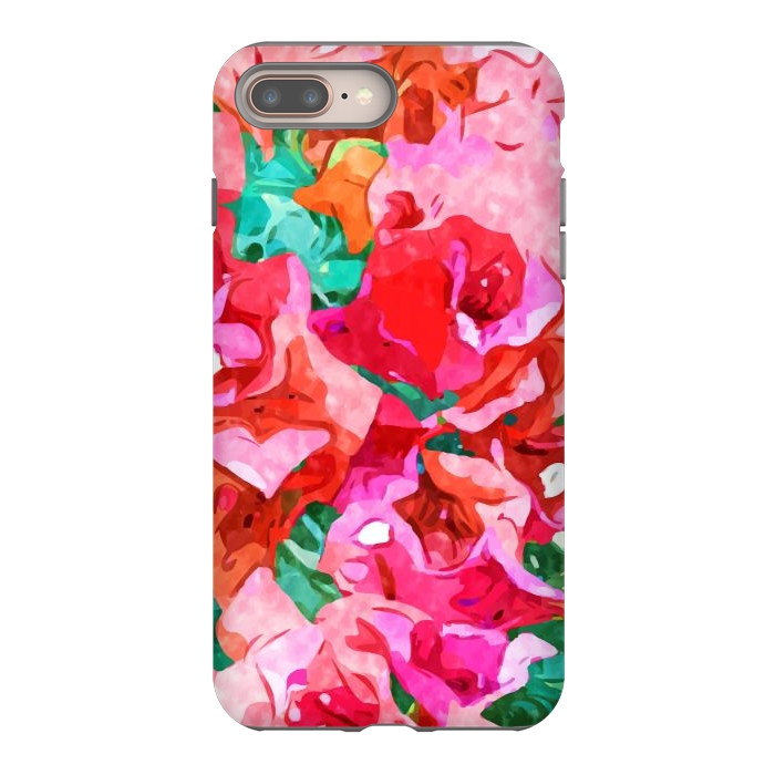 iPhone 7 plus StrongFit Wild Bougainvillea, Bloom Summer Floral Bohemian Pop of Color Botanical Jungle Watercolor Painting by Uma Prabhakar Gokhale