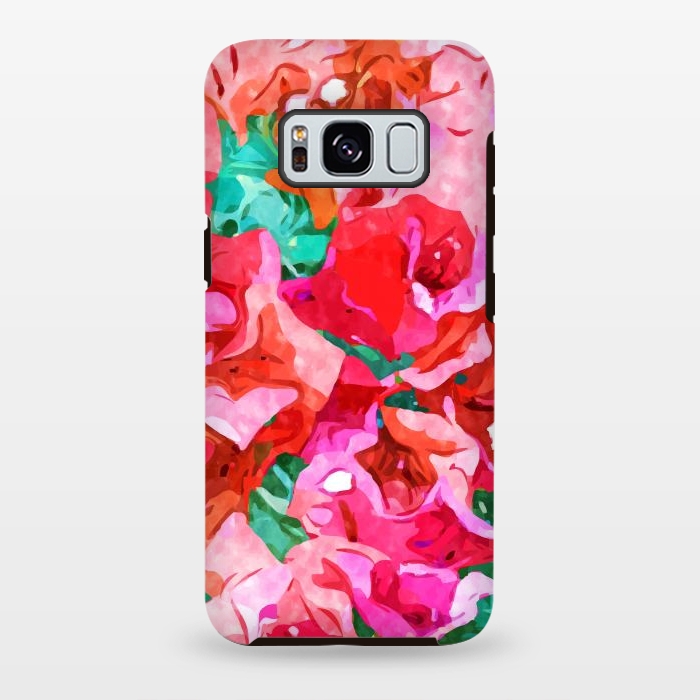 Galaxy S8 plus StrongFit Wild Bougainvillea, Bloom Summer Floral Bohemian Pop of Color Botanical Jungle Watercolor Painting by Uma Prabhakar Gokhale