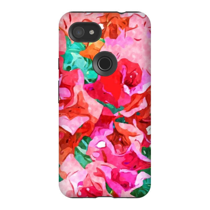 Pixel 3AXL StrongFit Wild Bougainvillea, Bloom Summer Floral Bohemian Pop of Color Botanical Jungle Watercolor Painting by Uma Prabhakar Gokhale