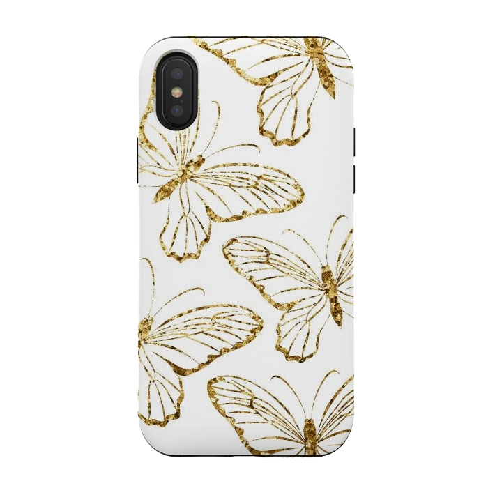 iPhone Xs / X StrongFit Glitter Butterflies by Martina