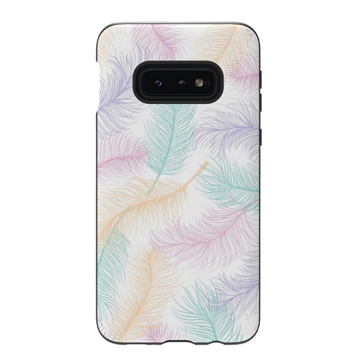Galaxy S10e StrongFit Pastel Feathers by Martina