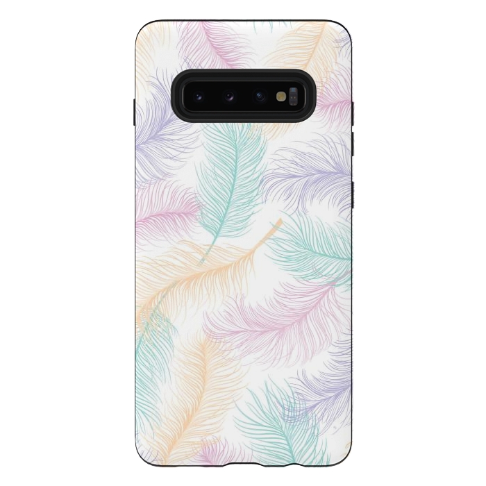 Galaxy S10 plus StrongFit Pastel Feathers by Martina