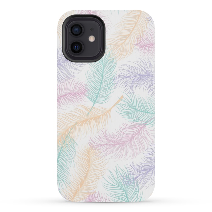 iPhone 12 mini StrongFit Pastel Feathers by Martina