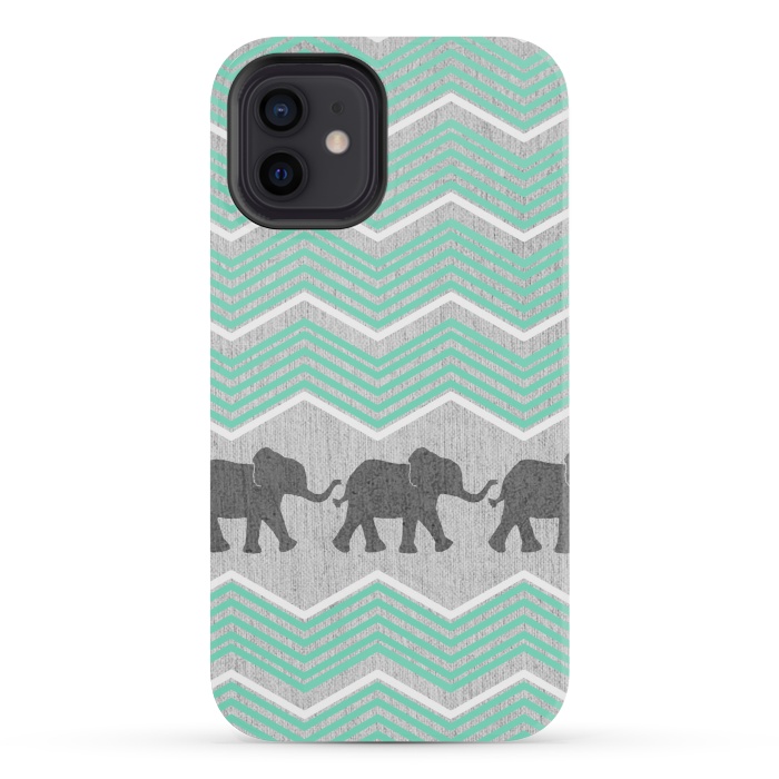iPhone 12 mini StrongFit Three Elephants by Tangerine-Tane