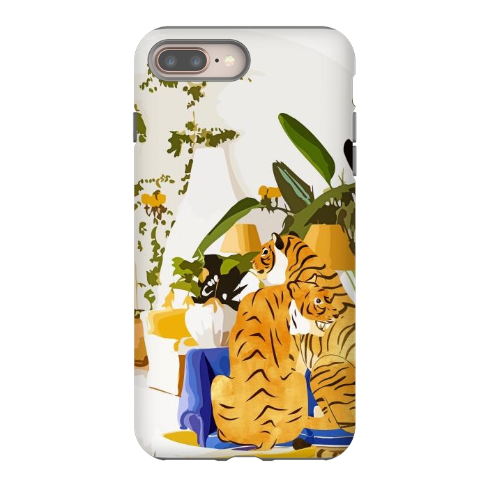 iPhone 7 plus StrongFit Tiger Reserve Villa | Bohemian Tropical Jungle Décor | Pastel Honeymoon Couple Love Wildlife by Uma Prabhakar Gokhale