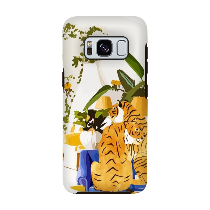 Galaxy S8 StrongFit Tiger Reserve Villa | Bohemian Tropical Jungle Décor | Pastel Honeymoon Couple Love Wildlife by Uma Prabhakar Gokhale