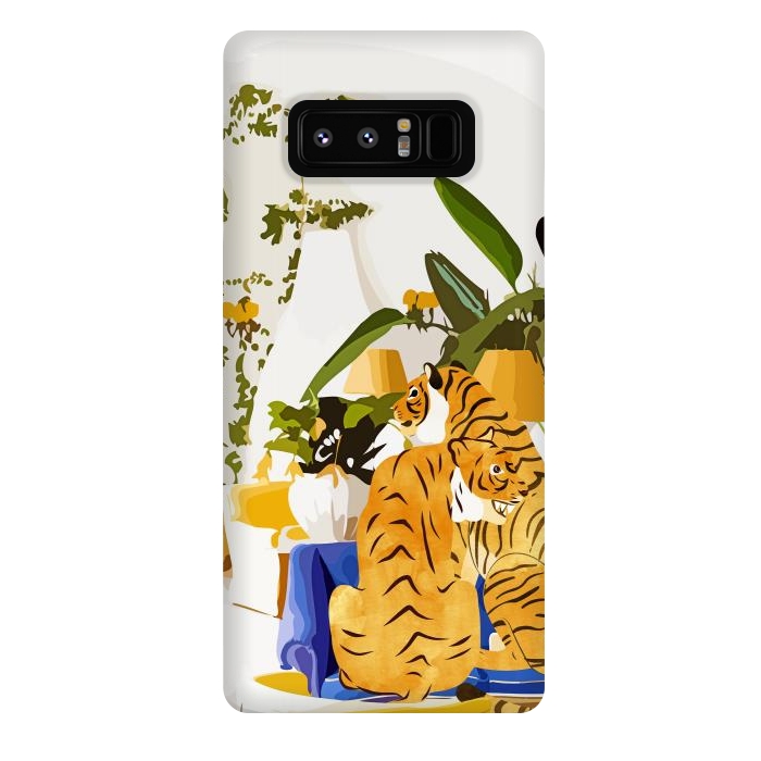 Galaxy Note 8 StrongFit Tiger Reserve Villa | Bohemian Tropical Jungle Décor | Pastel Honeymoon Couple Love Wildlife by Uma Prabhakar Gokhale