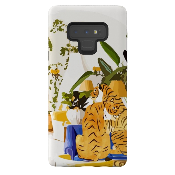 Galaxy Note 9 StrongFit Tiger Reserve Villa | Bohemian Tropical Jungle Décor | Pastel Honeymoon Couple Love Wildlife by Uma Prabhakar Gokhale