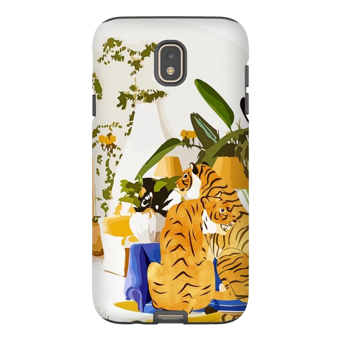 Galaxy J7 StrongFit Tiger Reserve Villa | Bohemian Tropical Jungle Décor | Pastel Honeymoon Couple Love Wildlife by Uma Prabhakar Gokhale