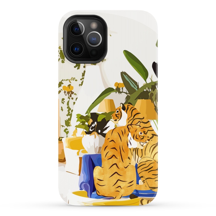 iPhone 12 Pro StrongFit Tiger Reserve Villa | Bohemian Tropical Jungle Décor | Pastel Honeymoon Couple Love Wildlife by Uma Prabhakar Gokhale