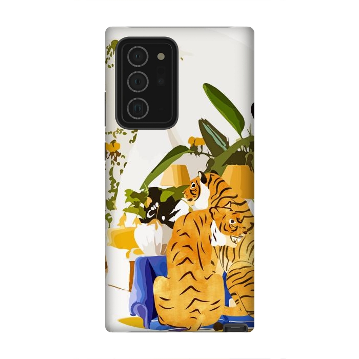 Galaxy Note 20 Ultra StrongFit Tiger Reserve Villa | Bohemian Tropical Jungle Décor | Pastel Honeymoon Couple Love Wildlife by Uma Prabhakar Gokhale