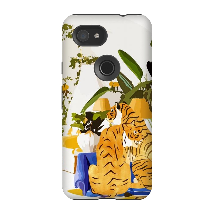 Pixel 3A StrongFit Tiger Reserve Villa | Bohemian Tropical Jungle Décor | Pastel Honeymoon Couple Love Wildlife by Uma Prabhakar Gokhale
