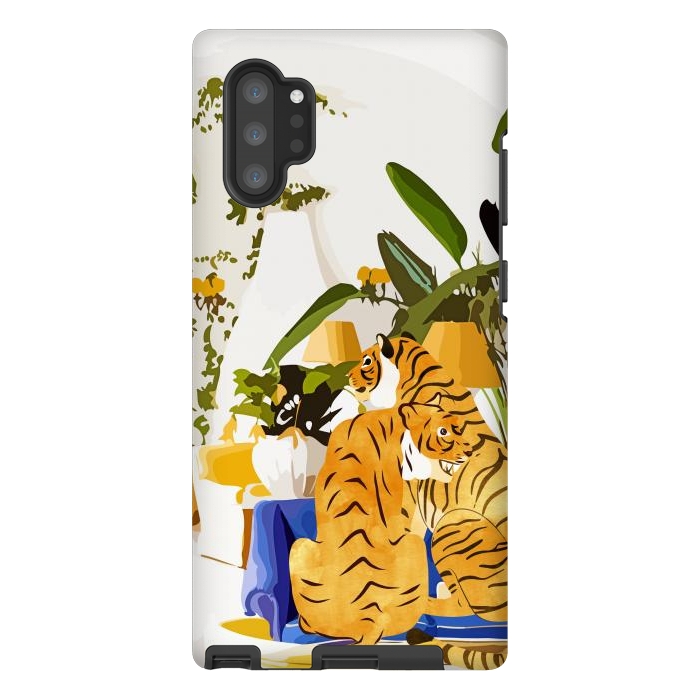 Galaxy Note 10 plus StrongFit Tiger Reserve Villa | Bohemian Tropical Jungle Décor | Pastel Honeymoon Couple Love Wildlife by Uma Prabhakar Gokhale